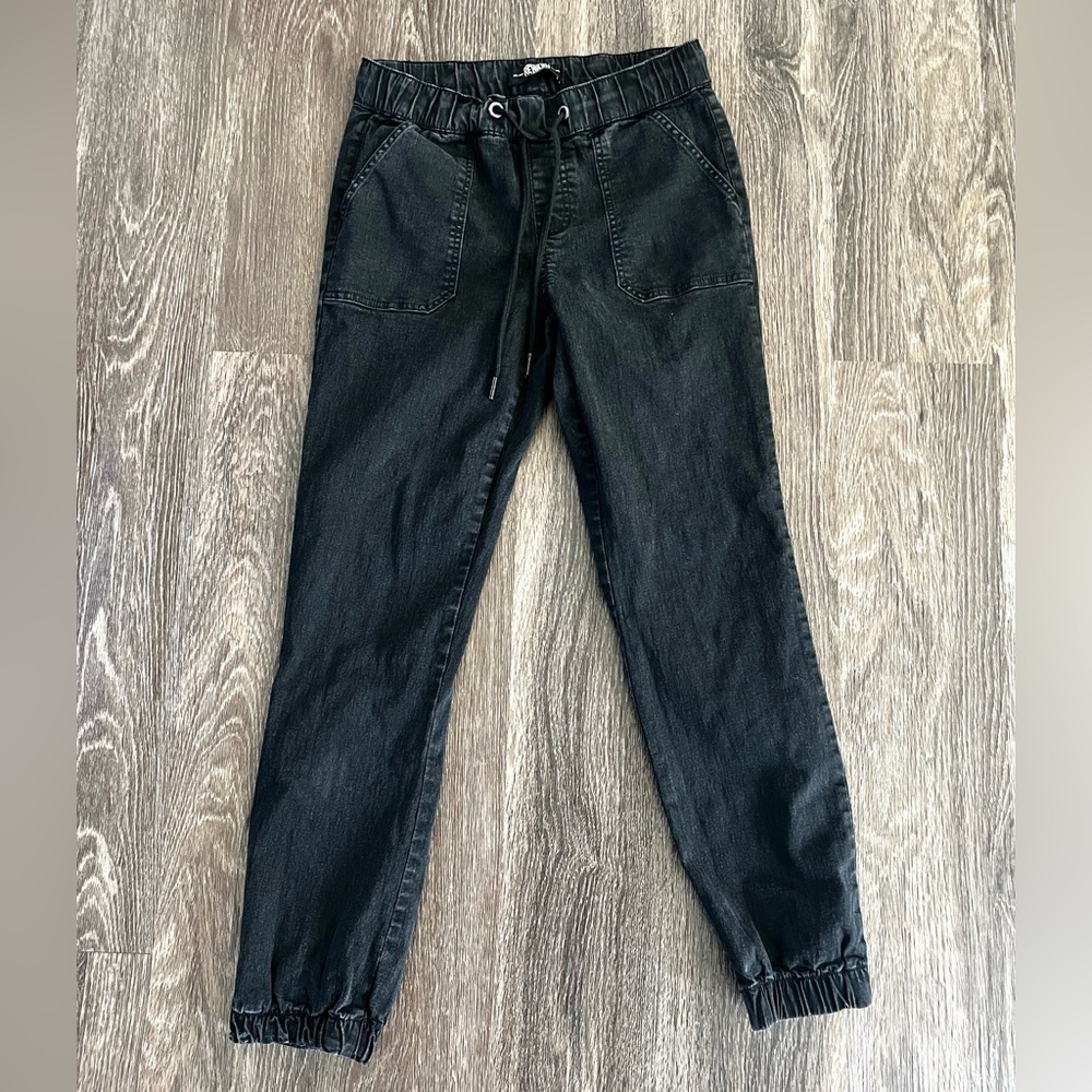 Rewash Mens black wash jogger pants size S